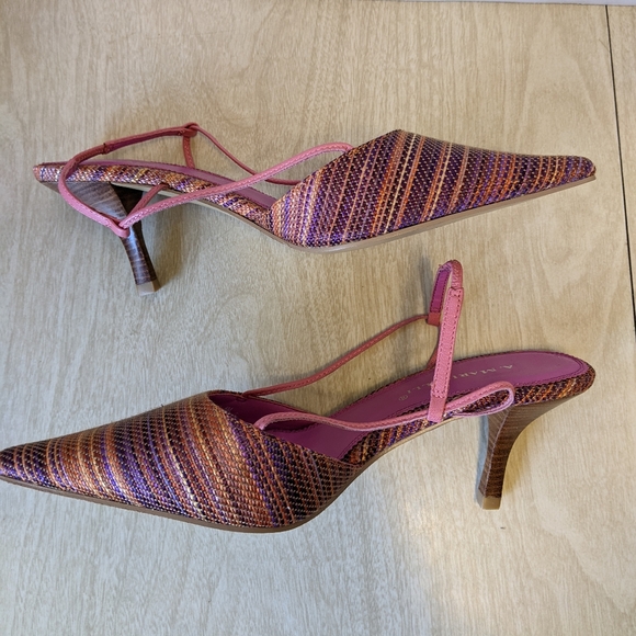 A. Marinelli Multi Striped Slingback Heels 8 - Picture 3 of 10